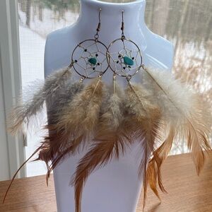 Bohemian Feather Dreamcatcher Earrings